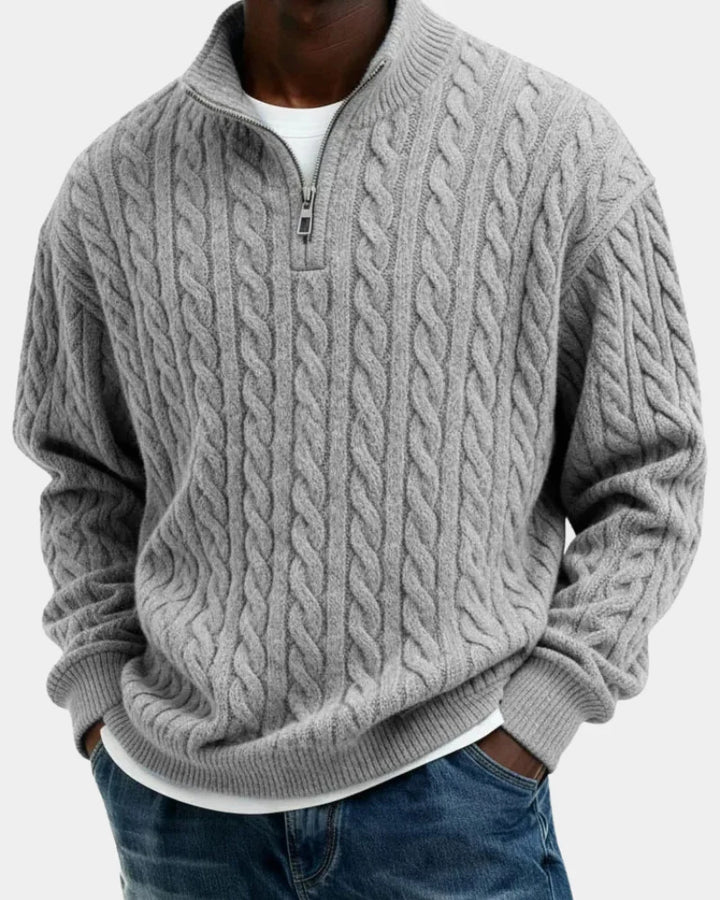 Glen | Men's Half Zip Cable Knit Sweater