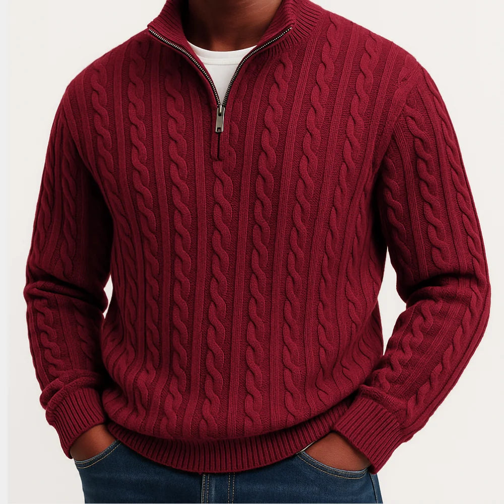 Glen | Men's Half Zip Cable Knit Sweater