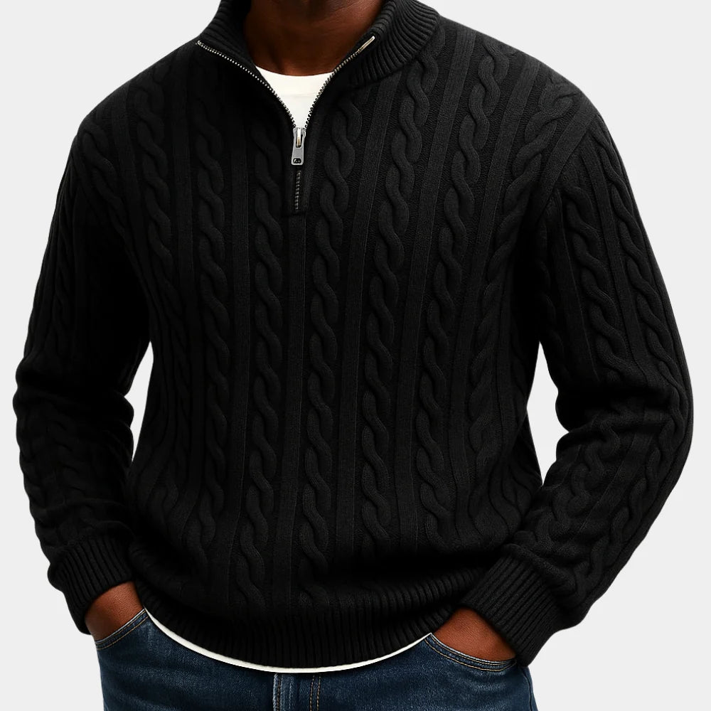 Glen | Men's Half Zip Cable Knit Sweater
