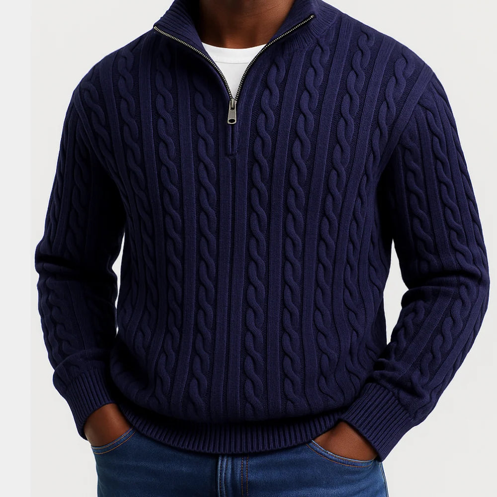 Glen | Men's Half Zip Cable Knit Sweater