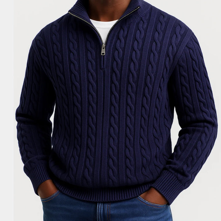 Glen | Men's Half Zip Cable Knit Sweater