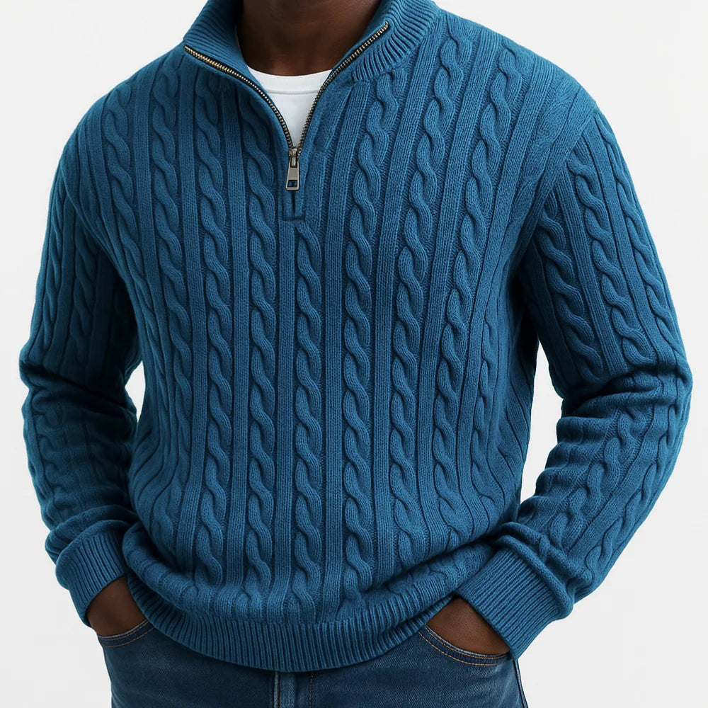 Glen | Men's Half Zip Cable Knit Sweater