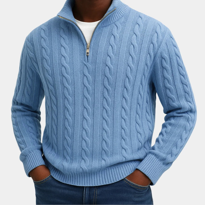 Glen | Men's Half Zip Cable Knit Sweater