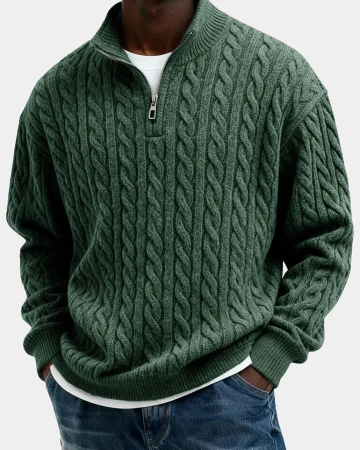 Glen | Men's Half Zip Cable Knit Sweater