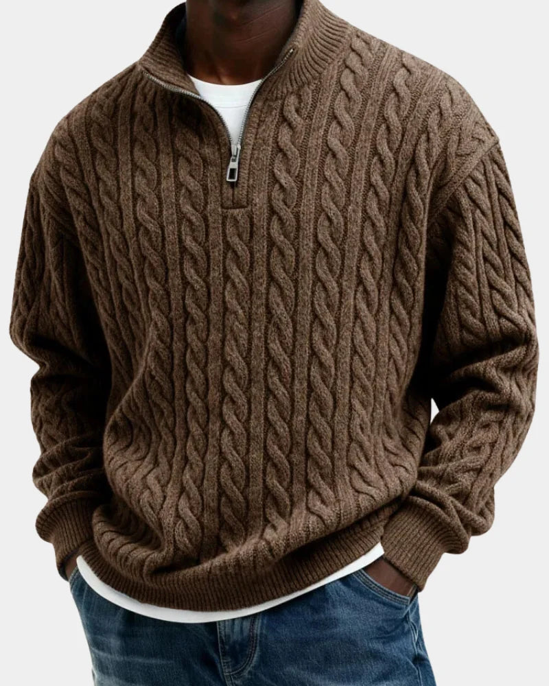 Glen | Men's Half Zip Cable Knit Sweater