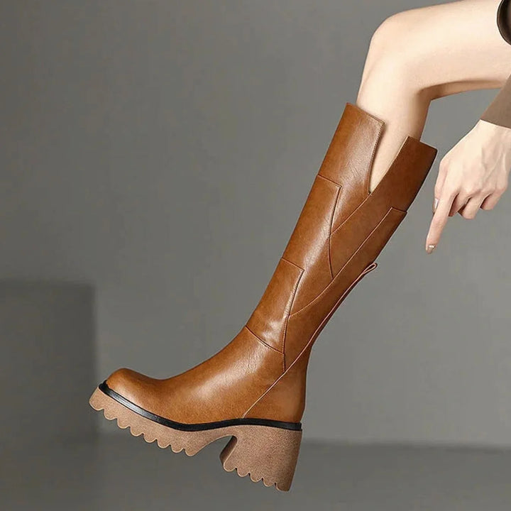 Grace | Women's Chunky Platform Block Heel Knee High Boots