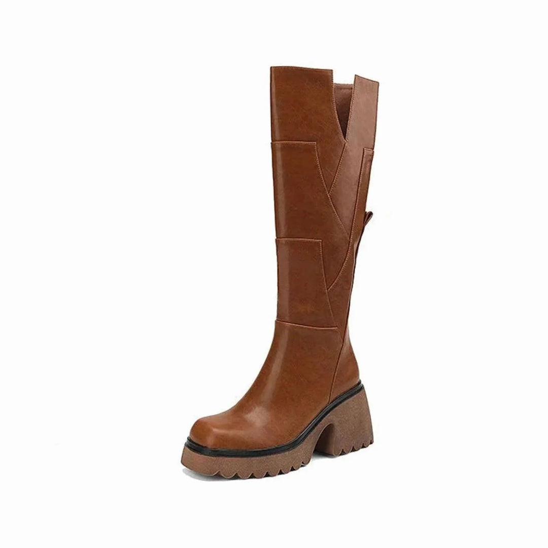Grace | Women's Chunky Platform Block Heel Knee High Boots