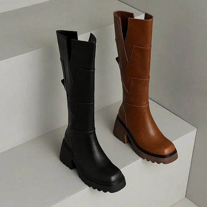 Grace | Women's Chunky Platform Block Heel Knee High Boots