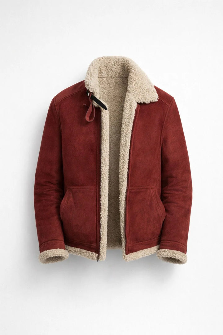 Grant | Men's Classic Burgundy Shearling Jacket