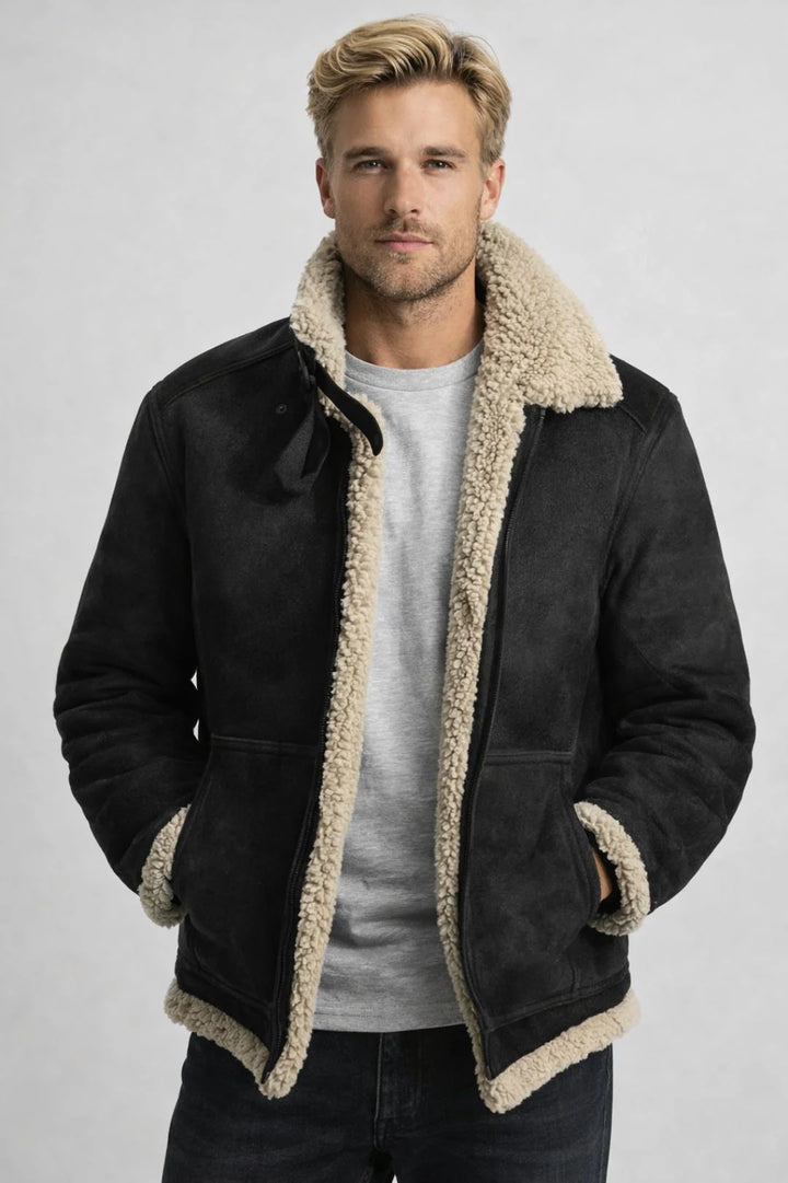 Grant | Men's Classic Burgundy Shearling Jacket