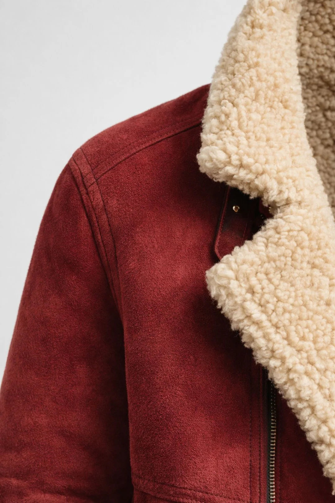Grant | Men's Classic Burgundy Shearling Jacket