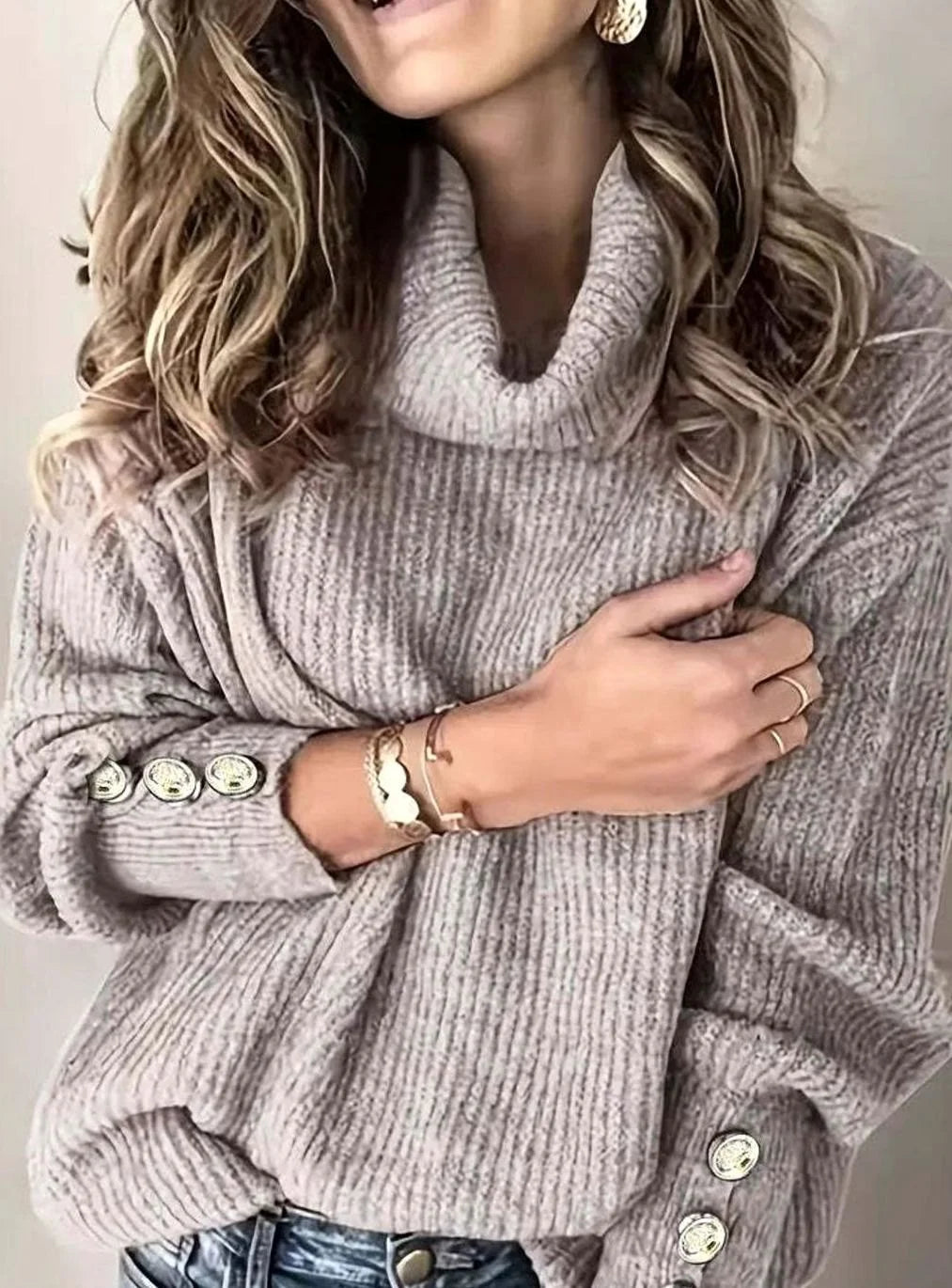 Haley | Women's Cowl Neck Ribbed Jumper