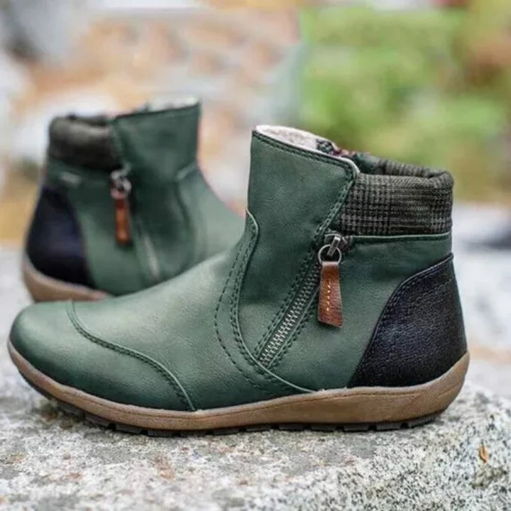 Harriet | Women's Flat Side Zip Ankle Booties