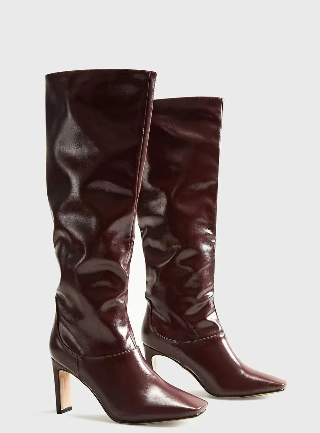 Hester | Women's Faux Leather Knee High Burgundy Boots