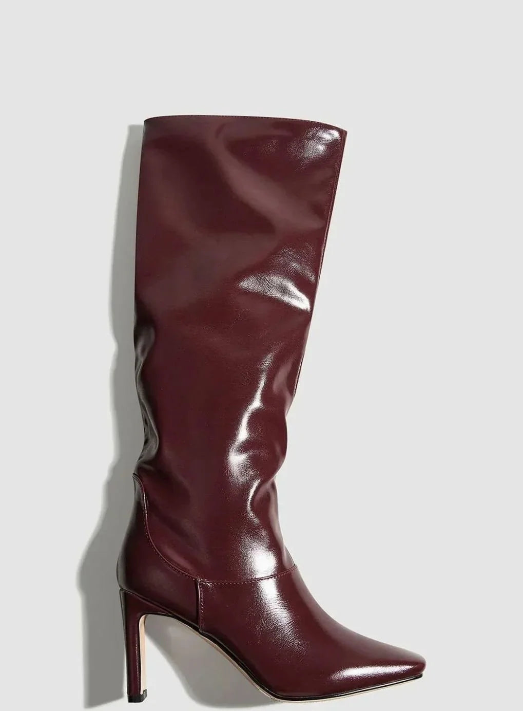 Hester | Women's Faux Leather Knee High Burgundy Boots