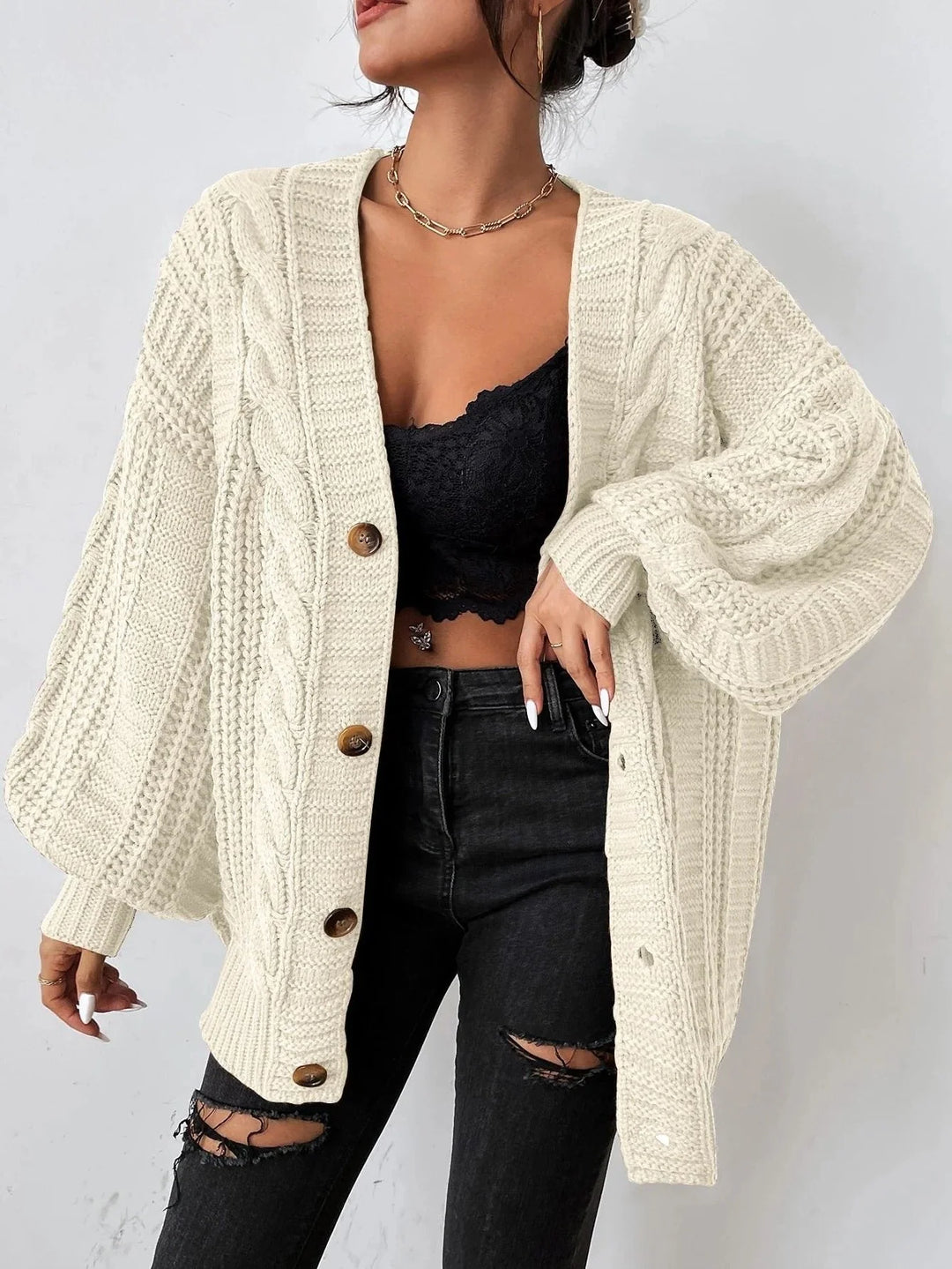 Holly | Women's Oversized Cable-Knit Cardigan