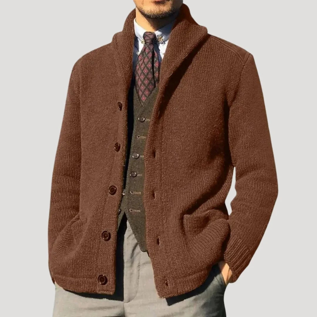 Ian | Men's Shawl Collar Button Front Chunky Cardigan