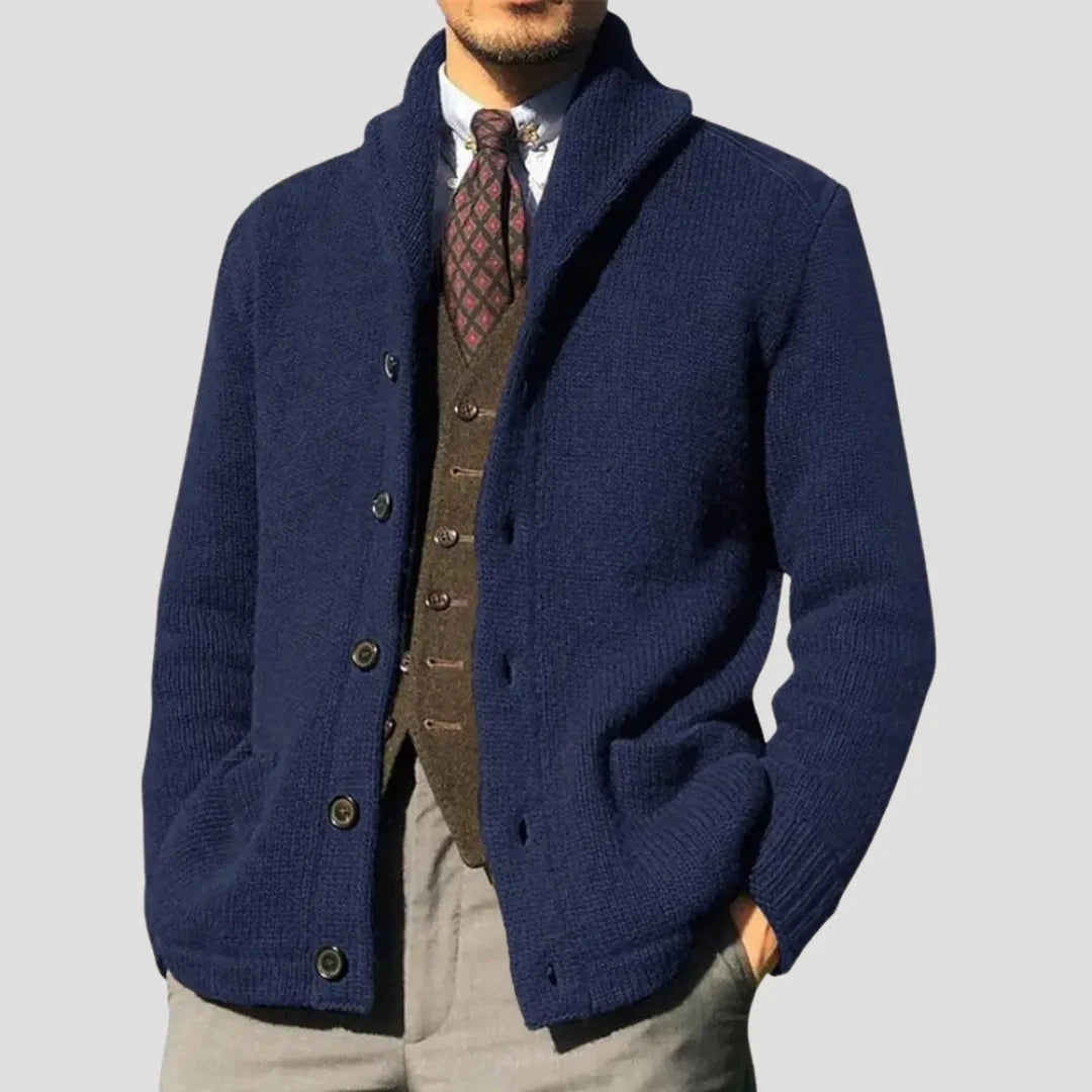 Ian | Men's Shawl Collar Button Front Chunky Cardigan