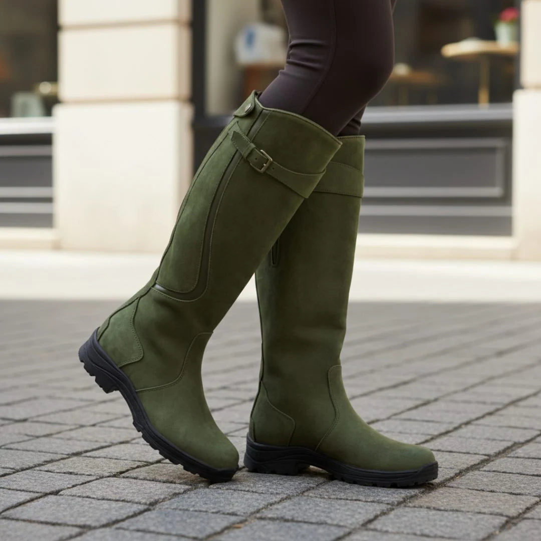 Ida | Women's Buckle Strap Wide Calf Knee High Boots