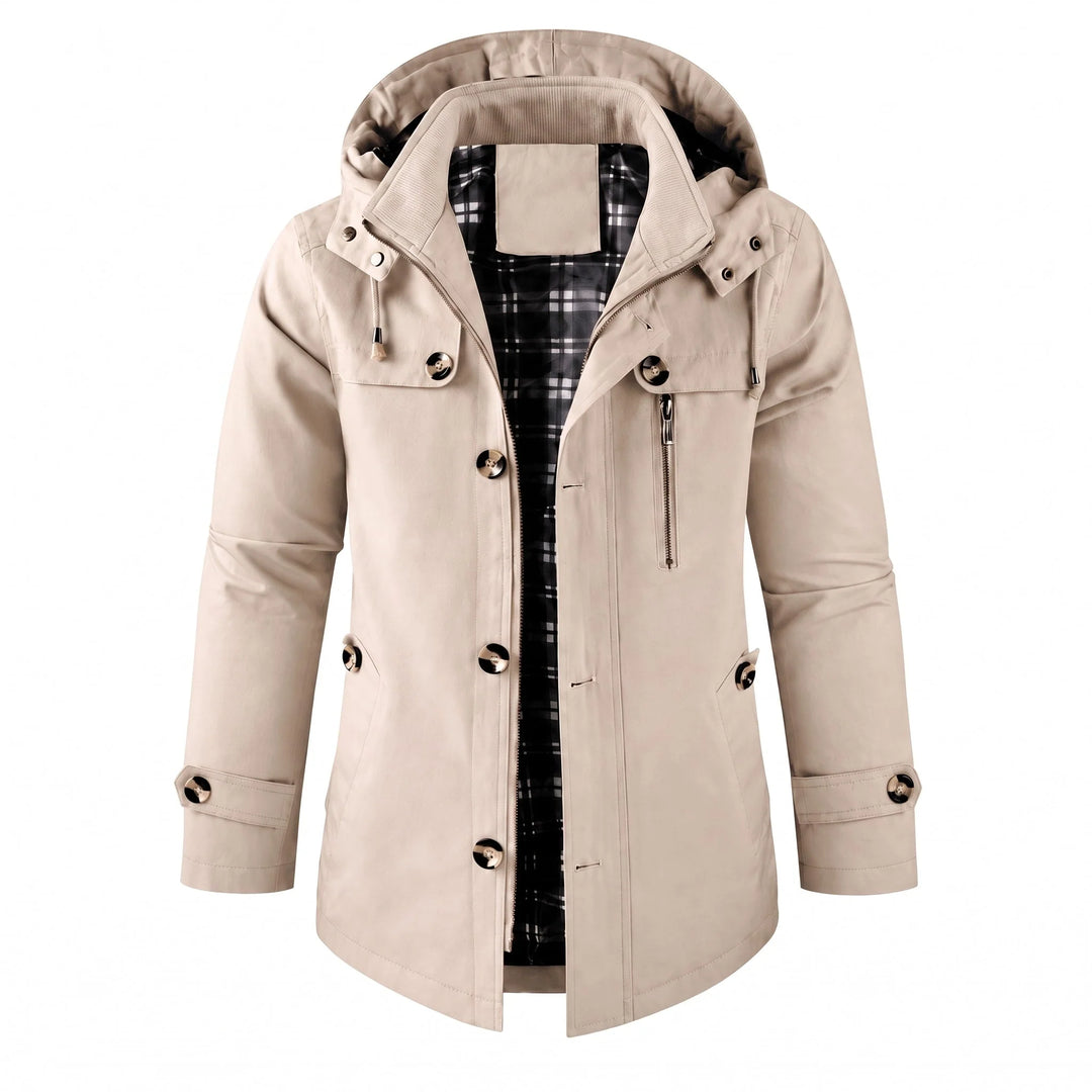 Isaac | Men's Check Lined Hooded Parka Jacket