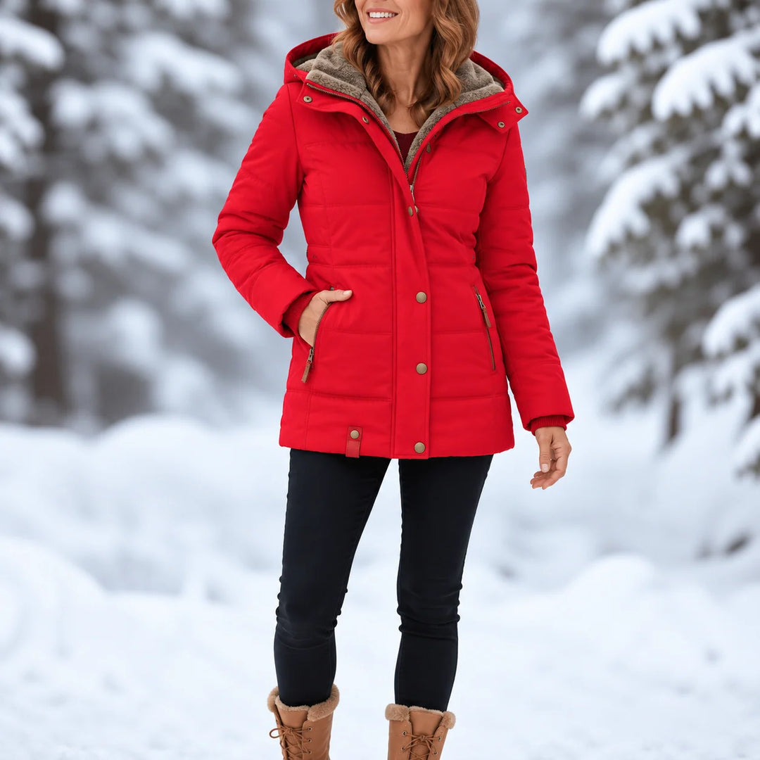 Isabel | Women's Snap Front Faux Fur Hooded Jacket