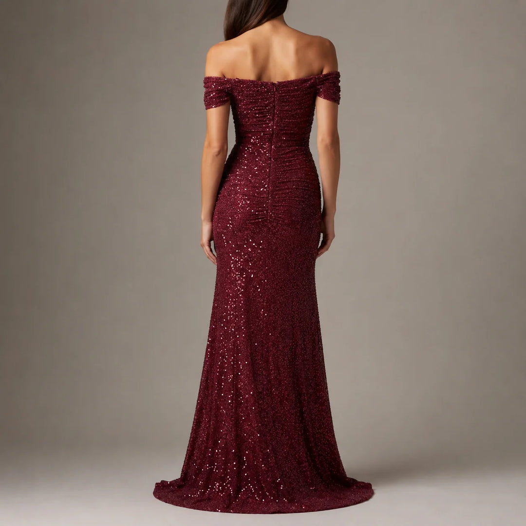Isla | Women's Off Shoulder Sequin High Slit Maxi Gown