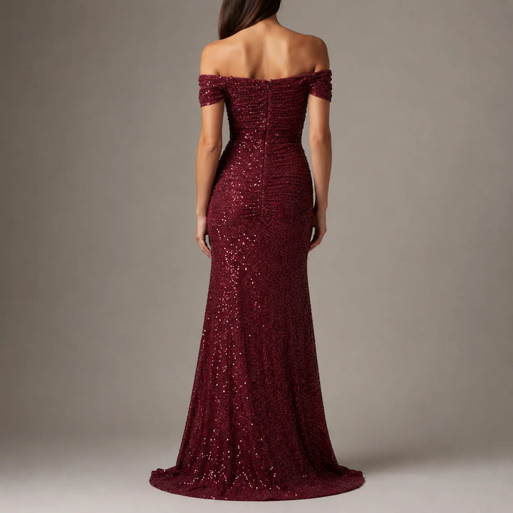 Isla | Women's Off Shoulder Sequin High Slit Maxi Gown