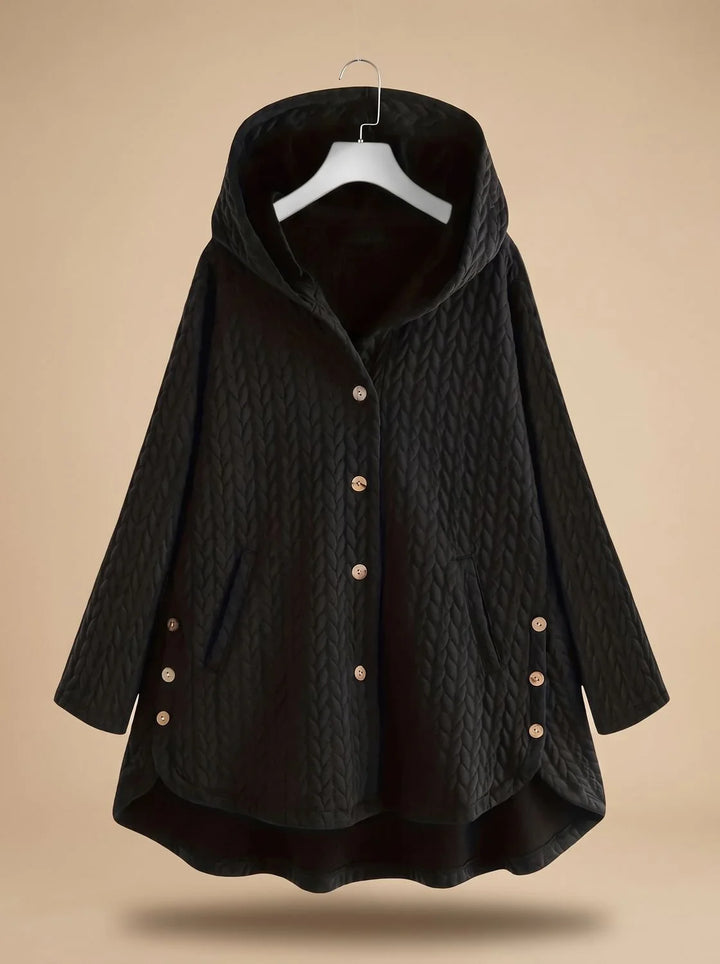 Jade | Women's Hooded Button Front Curved Hem Quilted Jacket