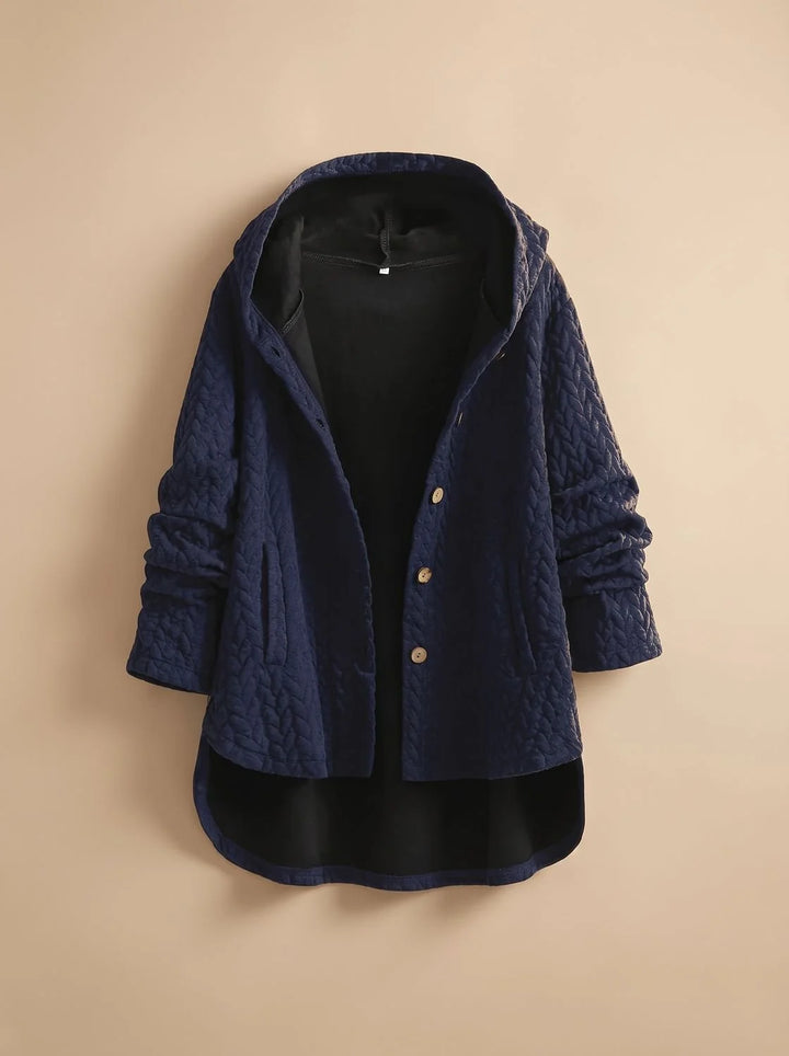 Jade | Women's Hooded Button Front Curved Hem Quilted Jacket