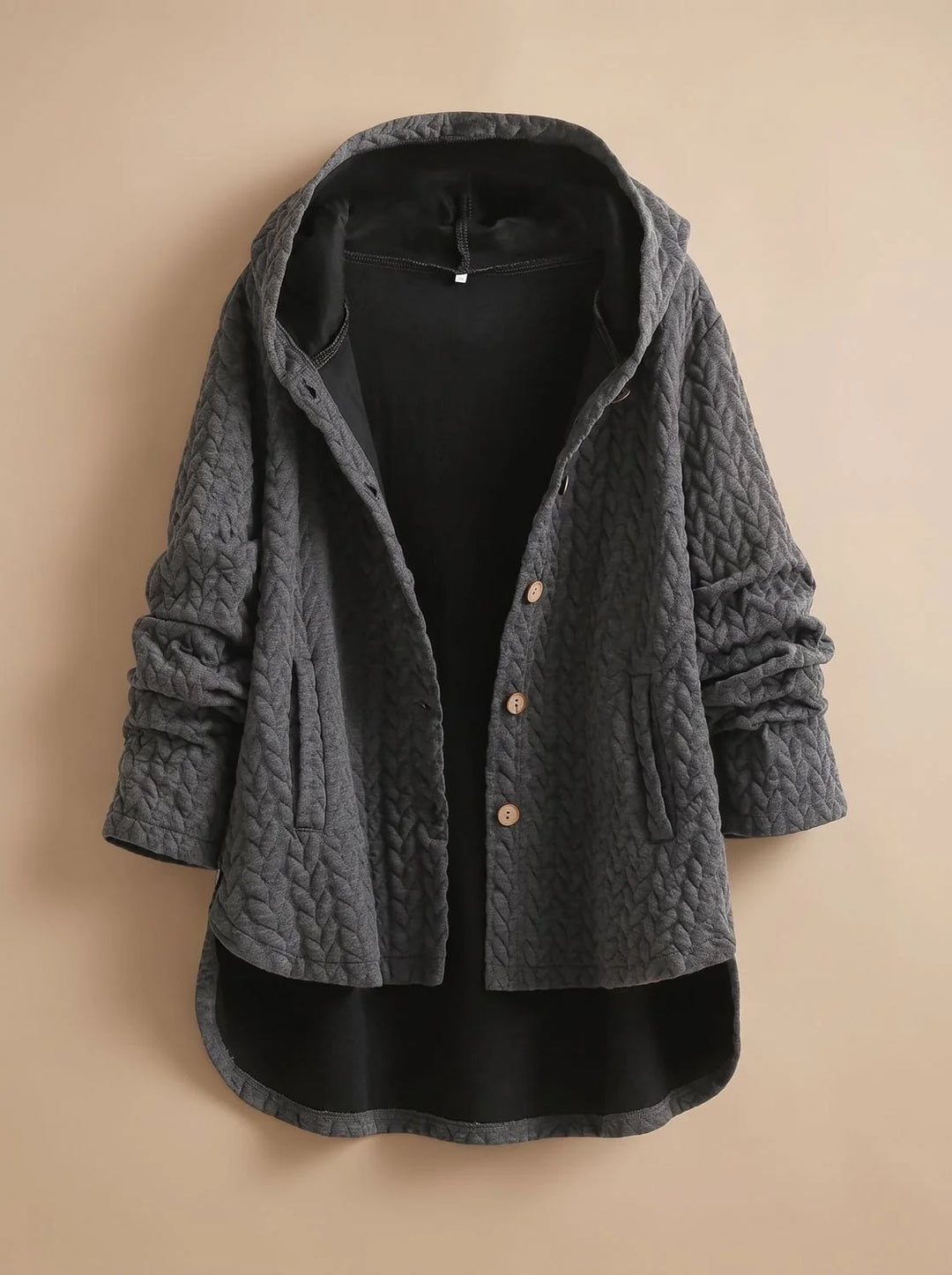 Jade | Women's Hooded Button Front Curved Hem Quilted Jacket