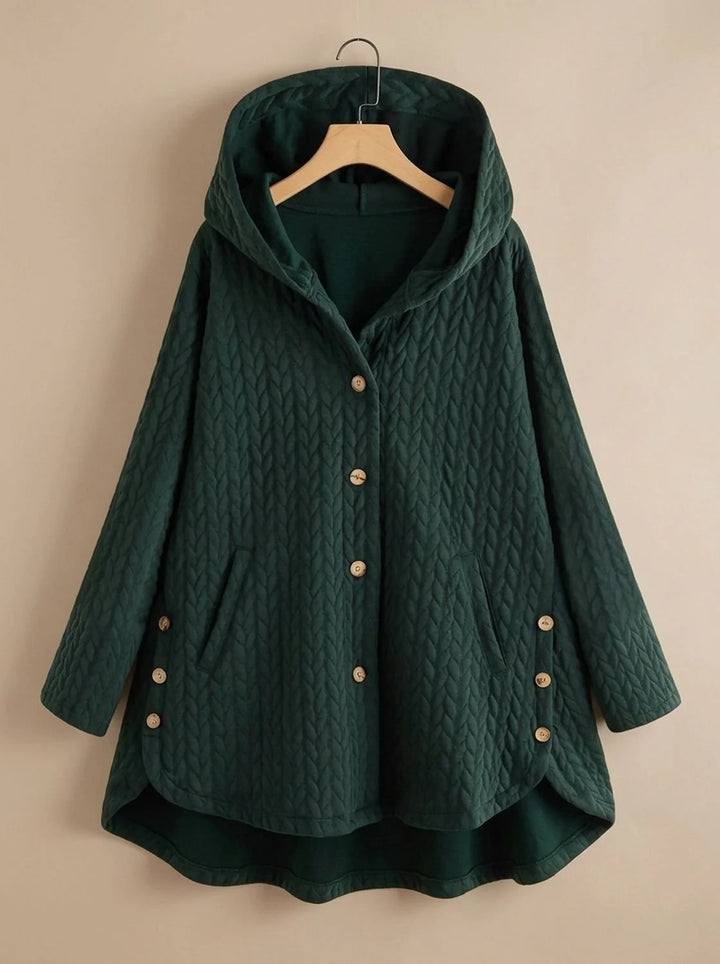 Jade | Women's Hooded Button Front Curved Hem Quilted Jacket