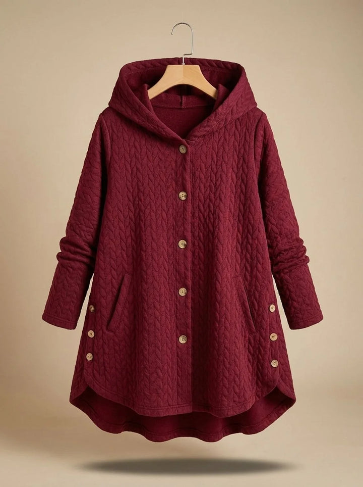 Jade | Women's Hooded Button Front Curved Hem Quilted Jacket