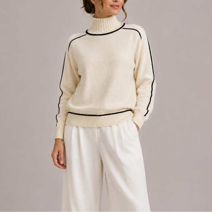 Jasmine | Women's Turtleneck Jumper with Contrast Trim