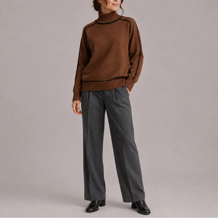 Jasmine | Women's Turtleneck Jumper with Contrast Trim