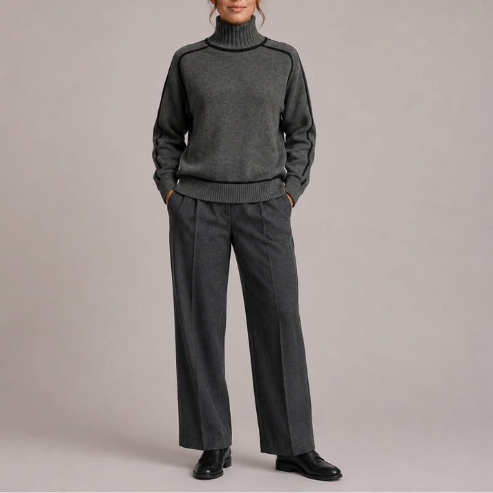 Jasmine | Women's Turtleneck Jumper with Contrast Trim