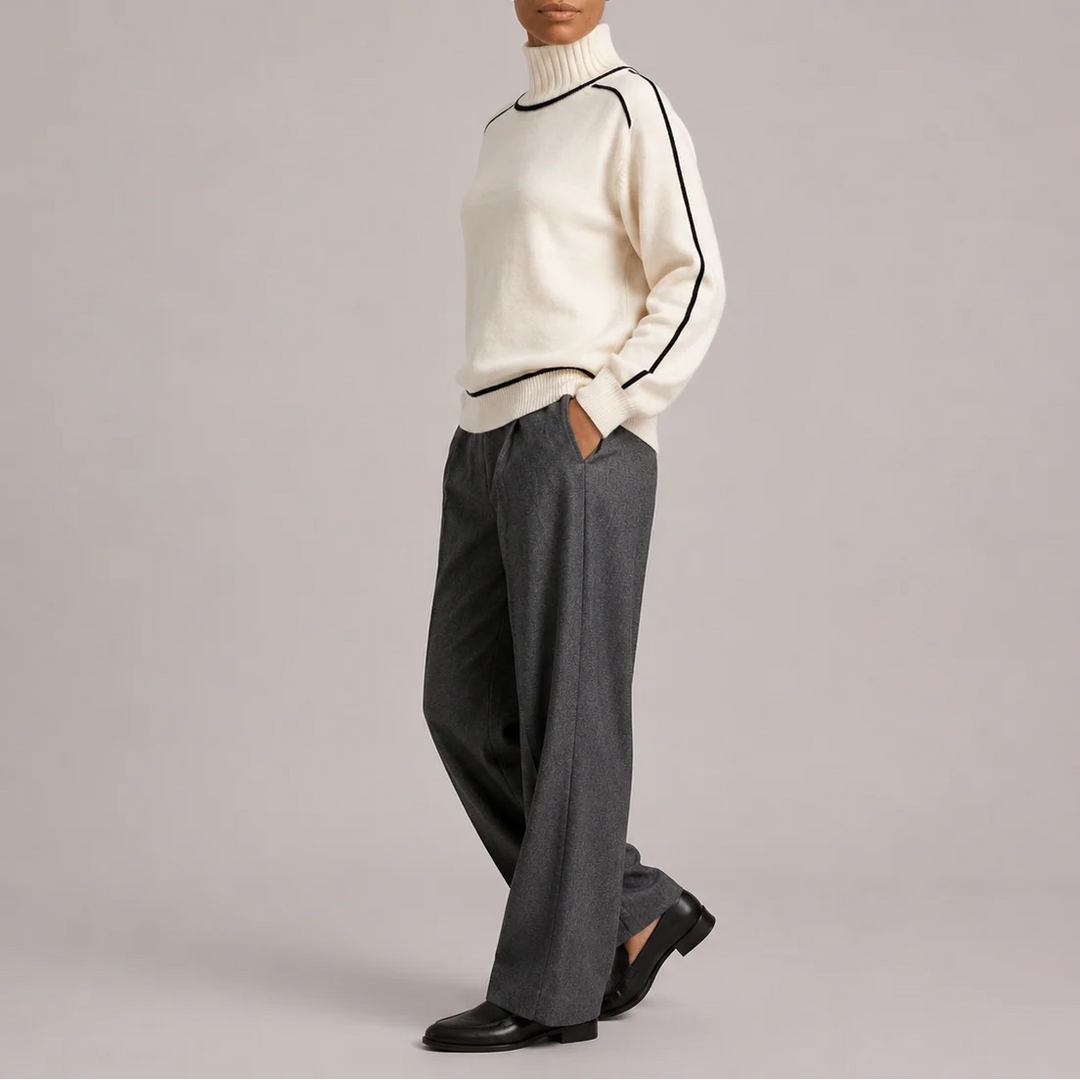 Jasmine | Women's Turtleneck Jumper with Contrast Trim