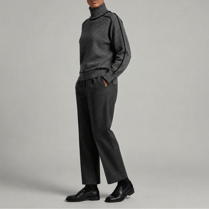 Jasmine | Women's Turtleneck Jumper with Contrast Trim