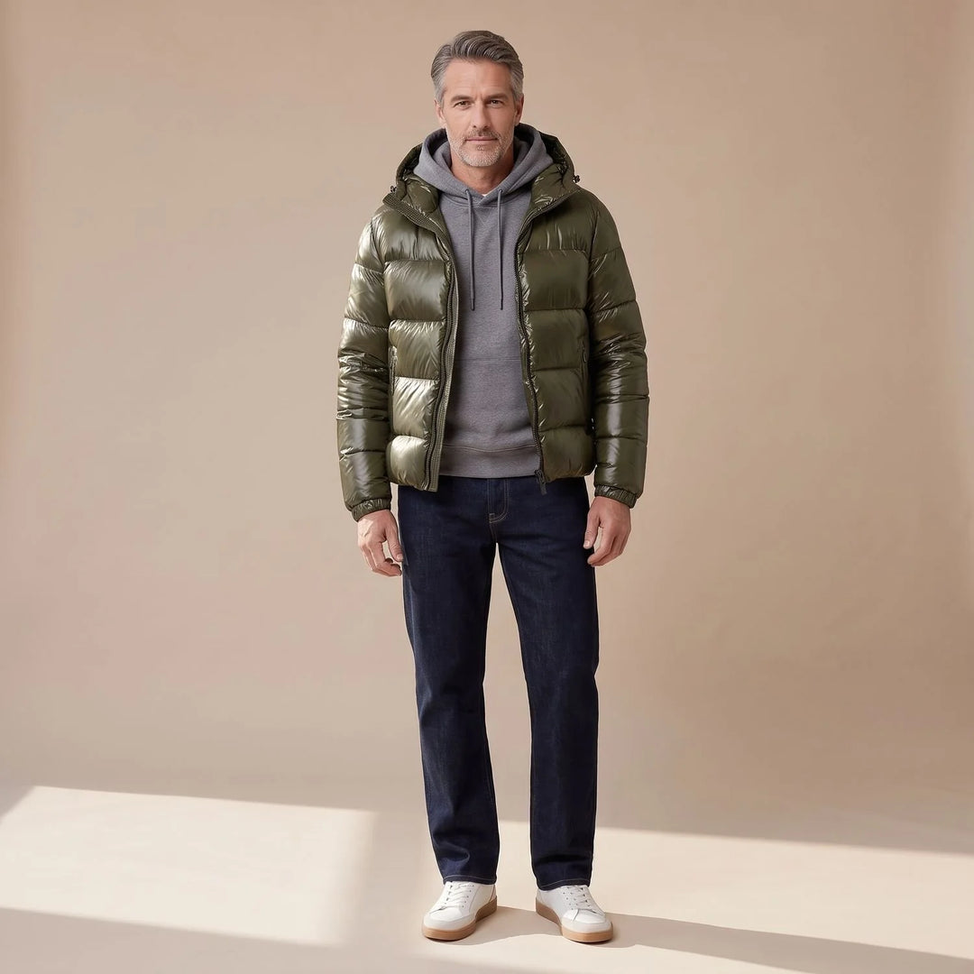 Jasper | Men's Shiny Hooded Lined Puffer Winter Jacket