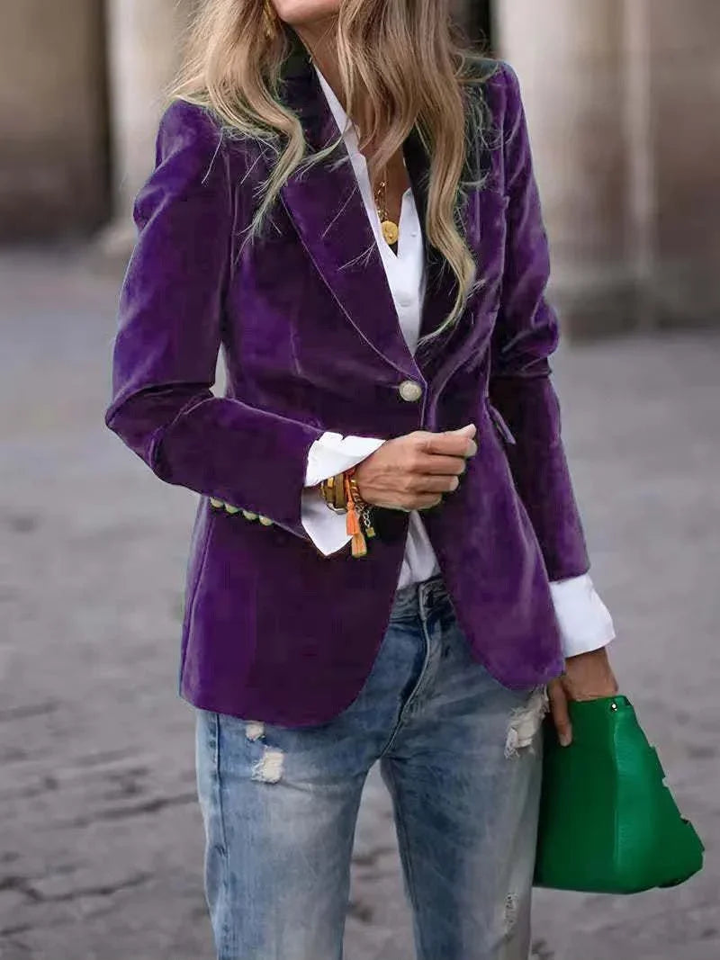 Jemima | Women's Single Button Velvet Blazer