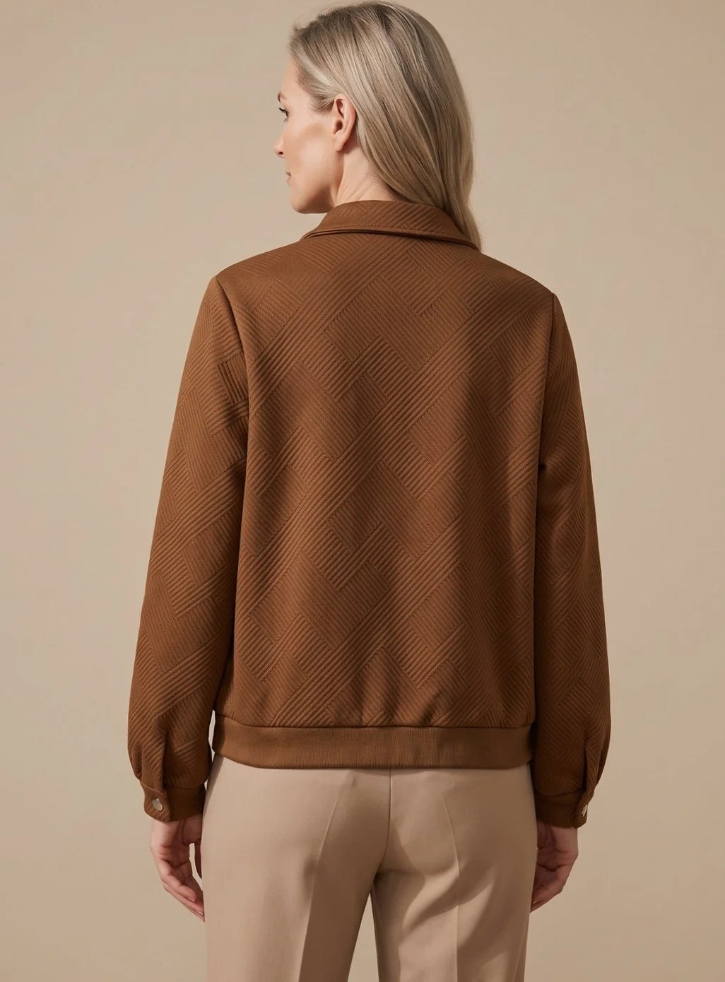 Jennie | Women's Textured Zip-Up Bomber Jacket