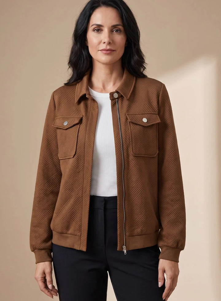 Jennie | Women's Textured Zip-Up Bomber Jacket