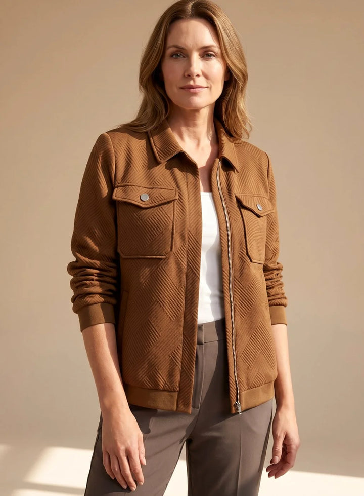 Jennie | Women's Textured Zip-Up Bomber Jacket