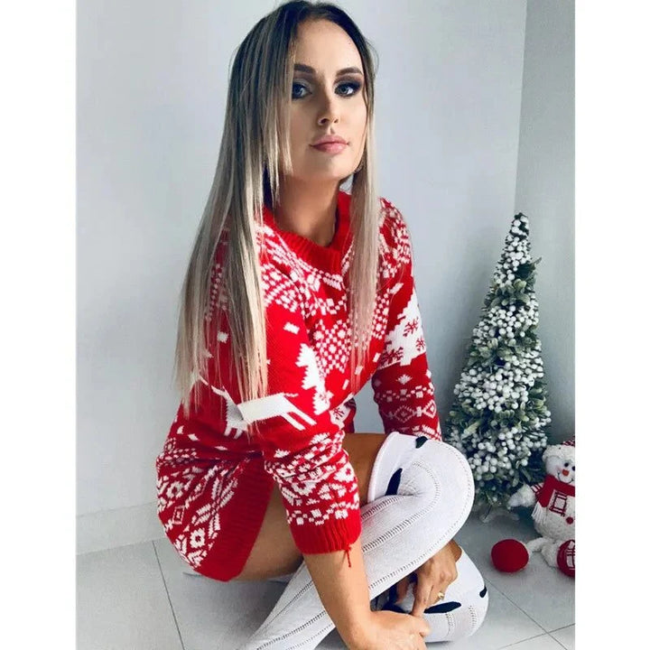 Jenny | Women's Fair Isle Reindeer Mini Jacquard Dress
