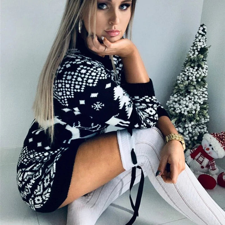 Jenny | Women's Fair Isle Reindeer Mini Jacquard Dress