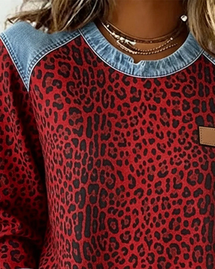 Jo | Women's Leopard Print Contrast Trim Sweatshirt