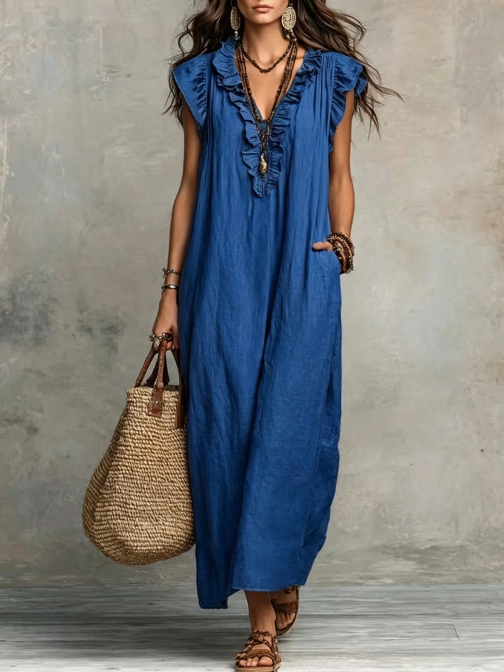 Jody | Women's Ruffle V-Neck Maxi Dress