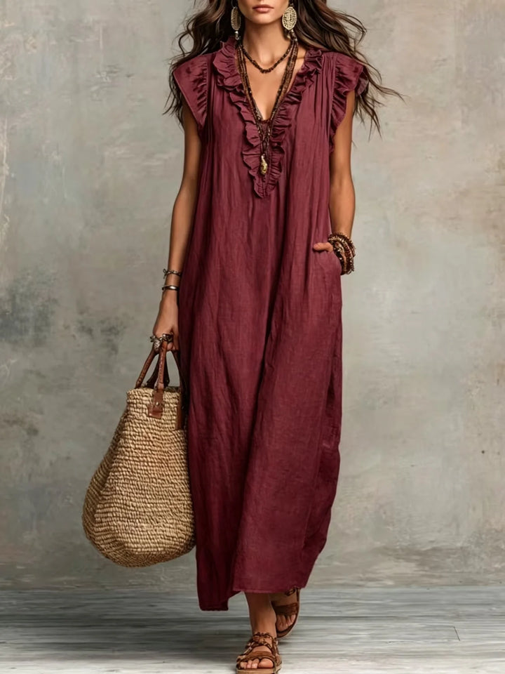 Jody | Women's Ruffle V-Neck Maxi Dress