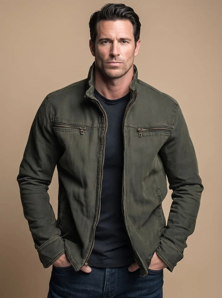 Joel | Men's Stand Collar Multi Pocket Biker Jacket