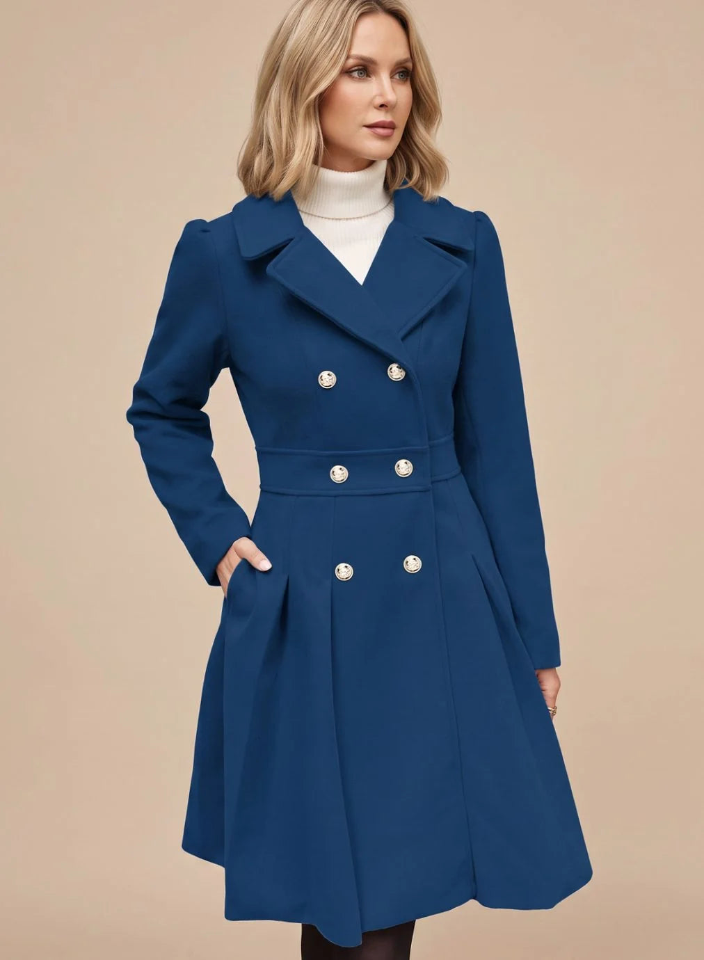 Joelle | Women's Double-Breasted Pleated Coat
