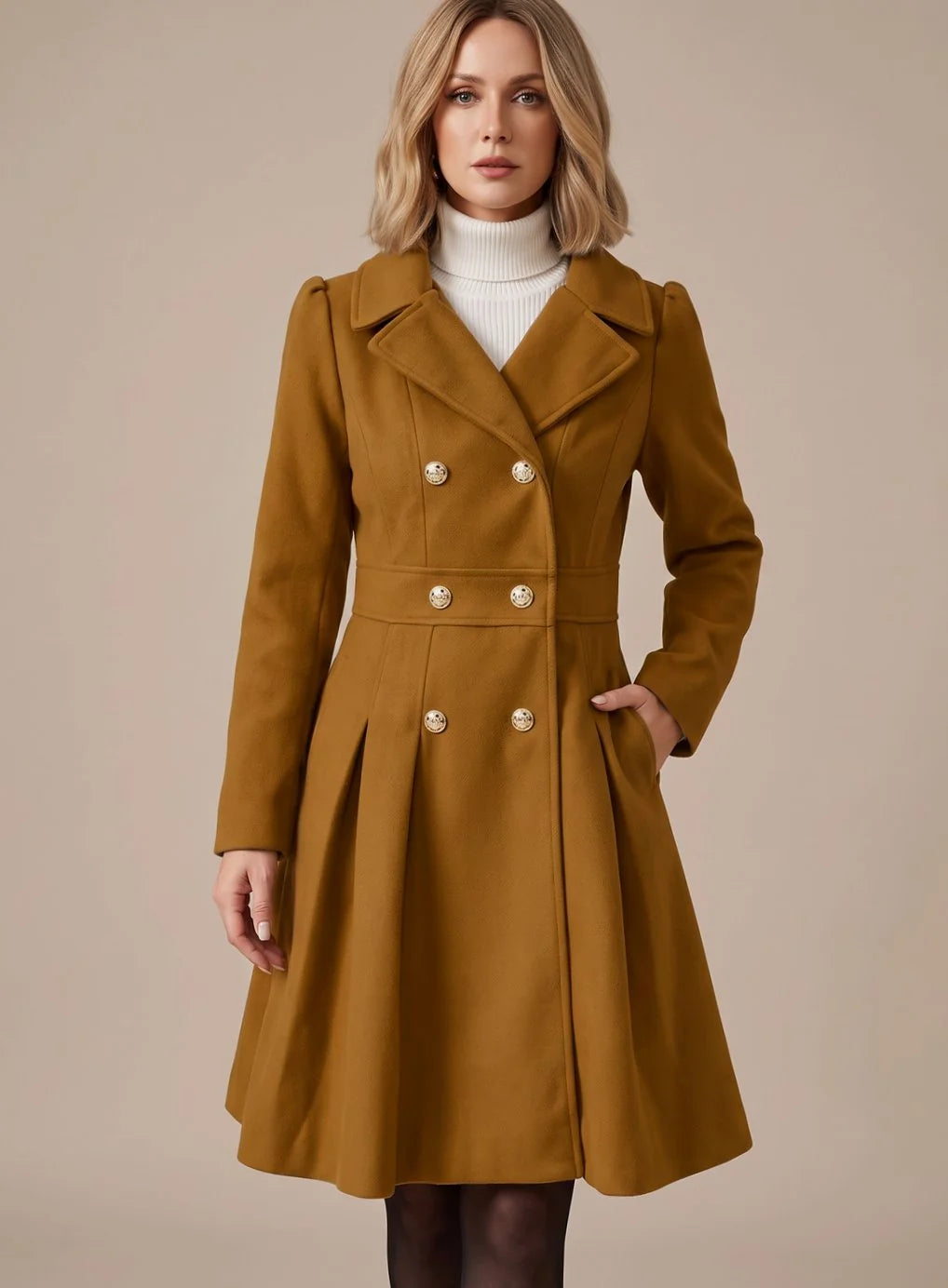 Joelle | Women's Double-Breasted Pleated Coat
